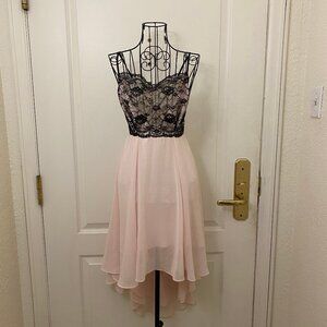 Vintage Victoria Secret Black Lace Pink Sexy Backless Midi Dress Size Small